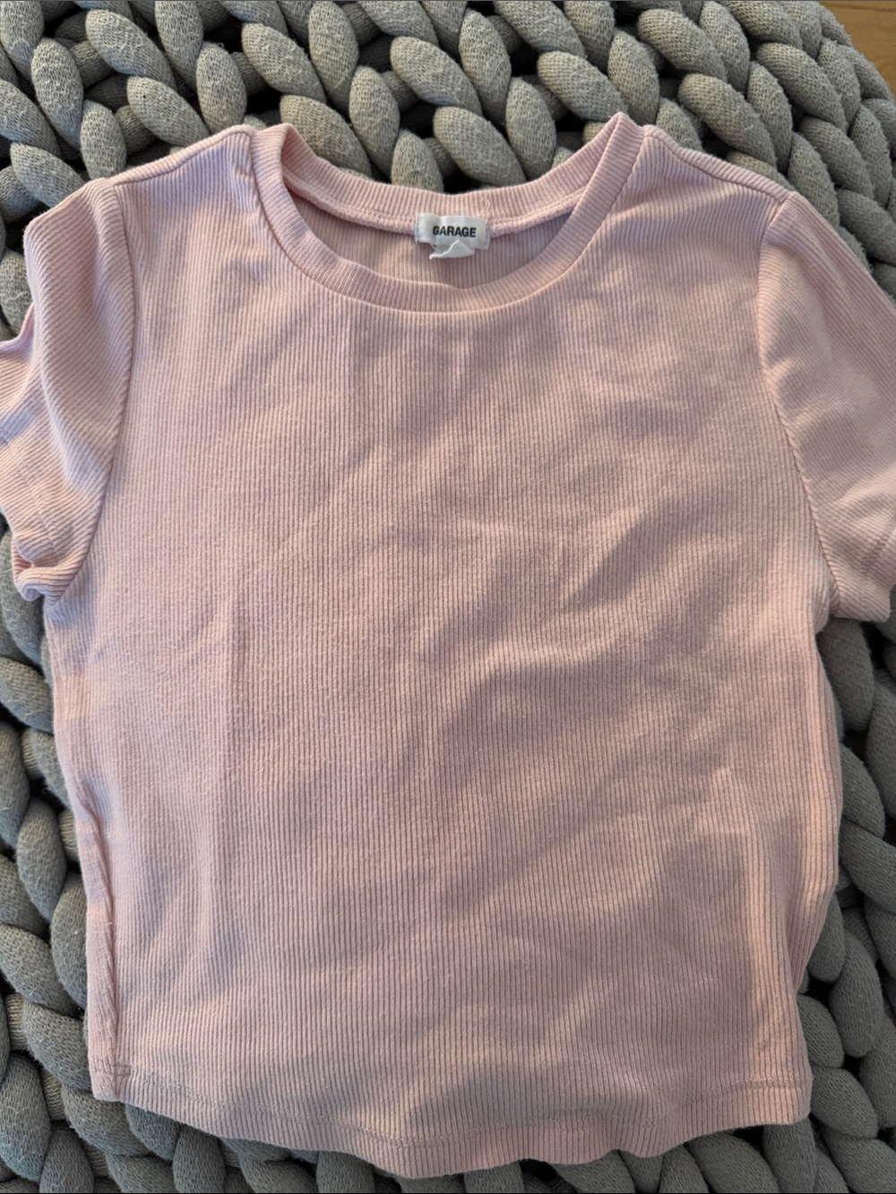 Garage XS Short Sleeve Ribbed Tee - Light Pink